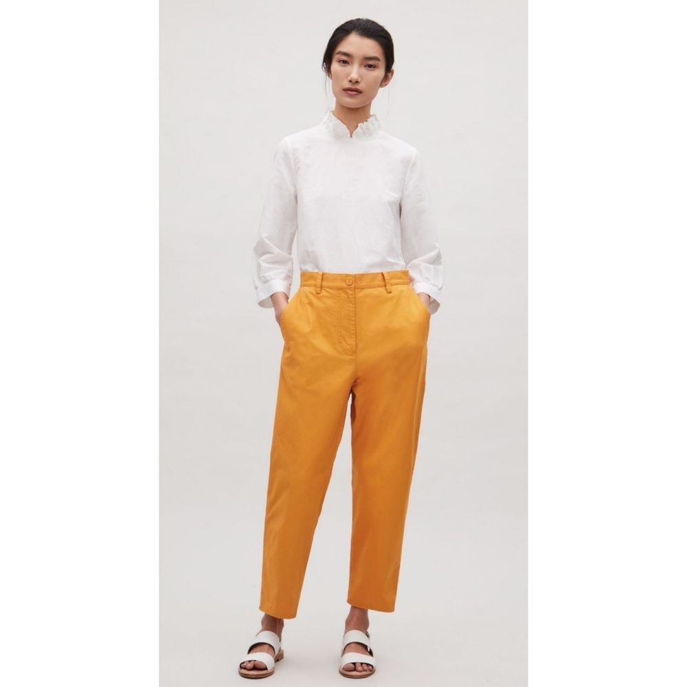 COS | Relaxed Twill Tapered Chino Pants In Orange Size 12